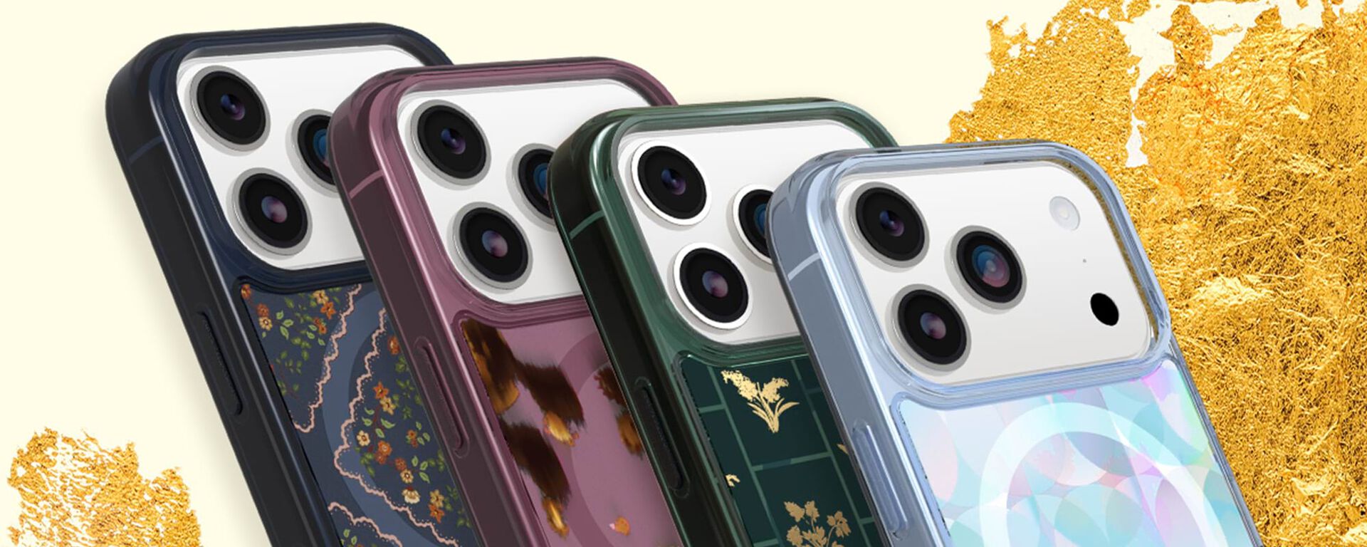 Variety of trendy and stylish OtterBox Symmetry Series iPhone cases on iPhone 17 Pro and Pro Max devices