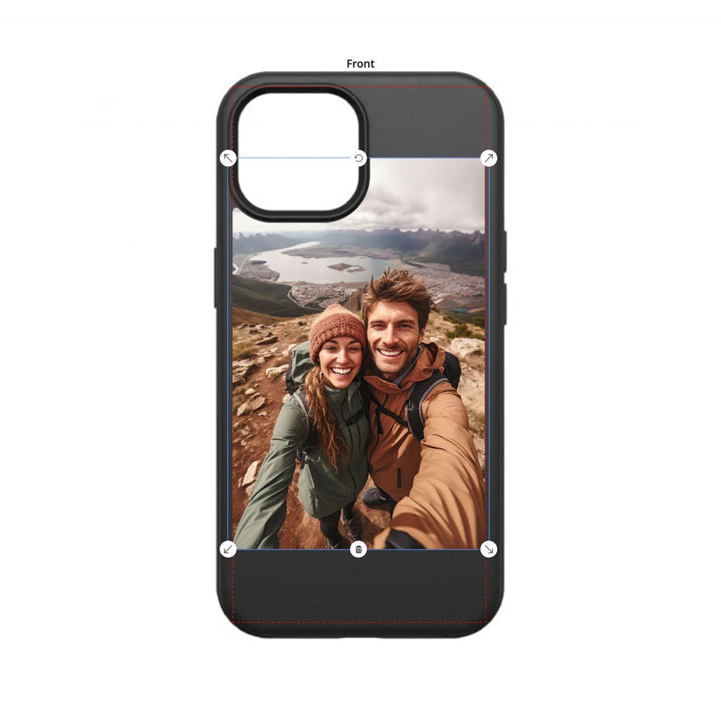 Phone case with a photo of a couple on a mountain