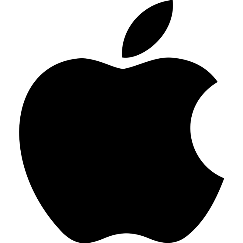 Black Apple logo on a white background