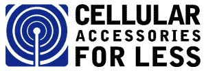 Logo for 'Cellular Accessories For Less' with a blue circular design and text.