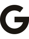 Black 'G' logo on a white background
