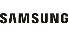 Samsung logo in black text on a white background