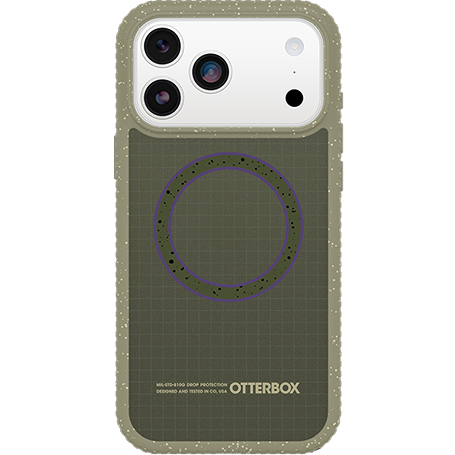 Green OtterBox Sole Series phone case with grid pattern on a white background