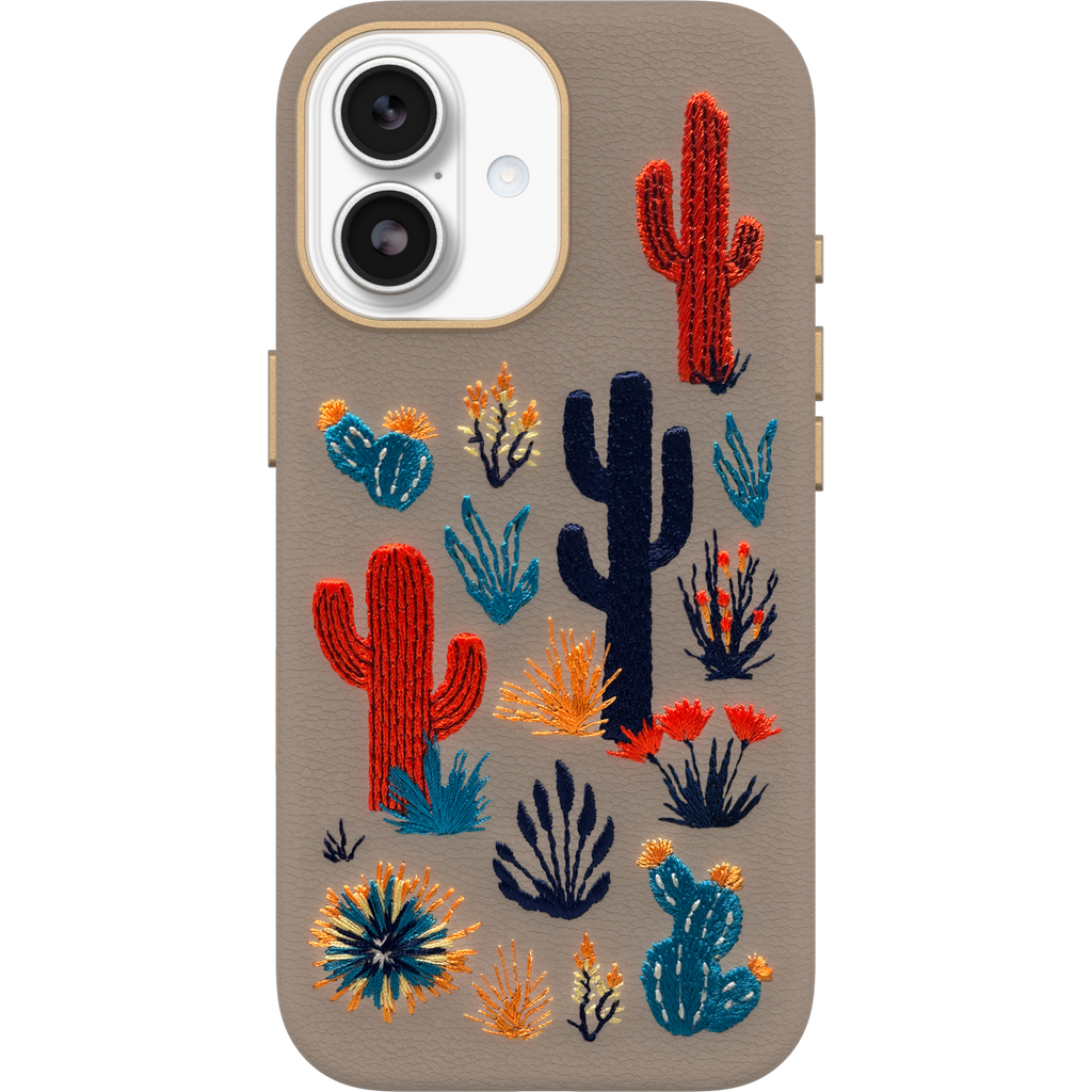 iPhone 17 Symmetry Series Cactus Leather Embroidery Case - Image 15245