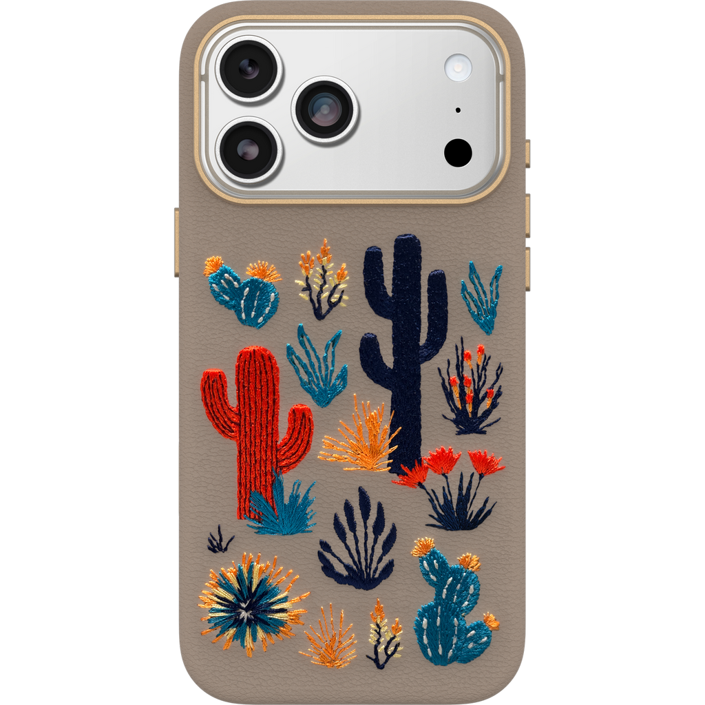 iPhone 17 Pro Max Symmetry Series Cactus Leather Embroidery Case - Image 15869