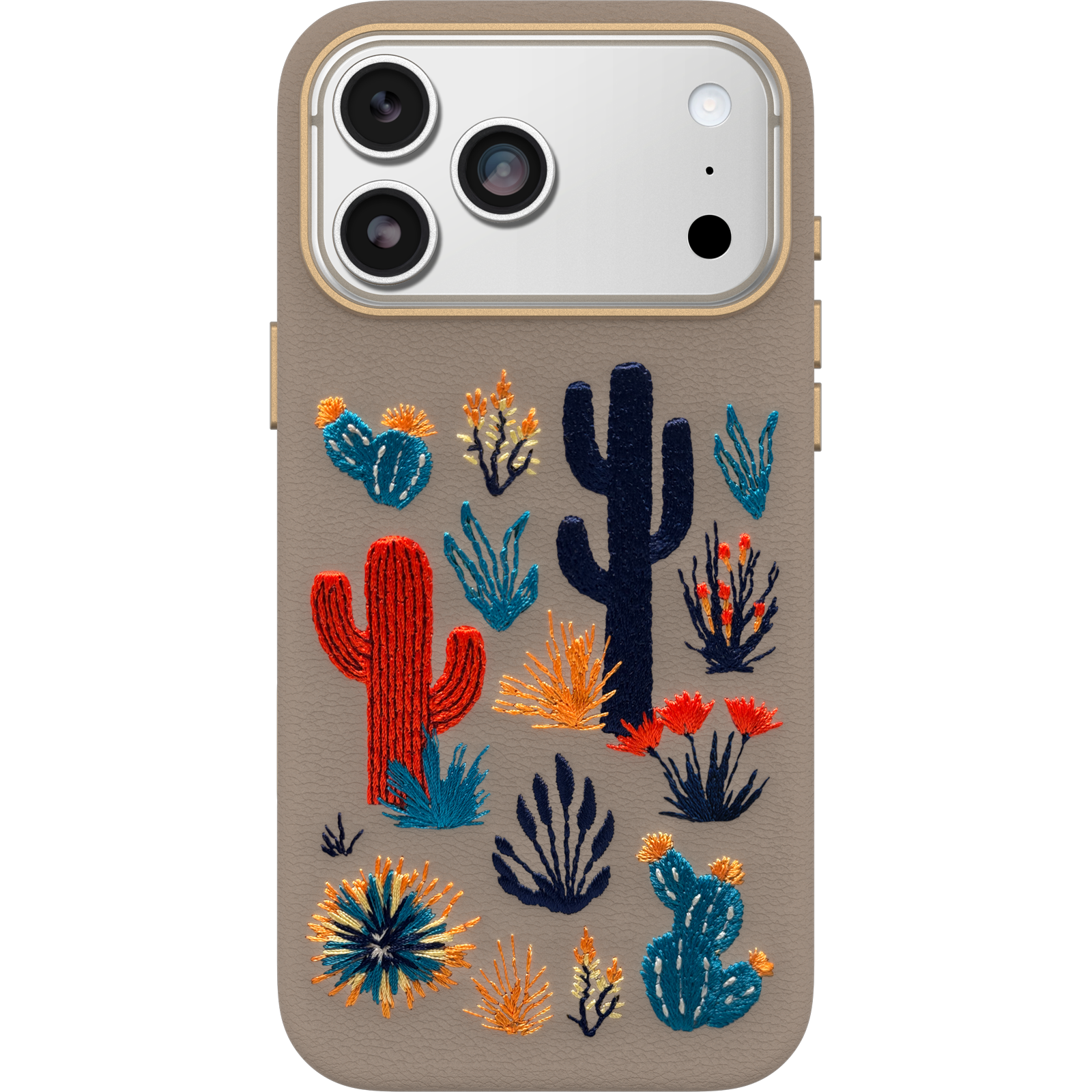 iPhone 17 Pro Max Symmetry Series Cactus Leather Embroidery Case - Image 15869