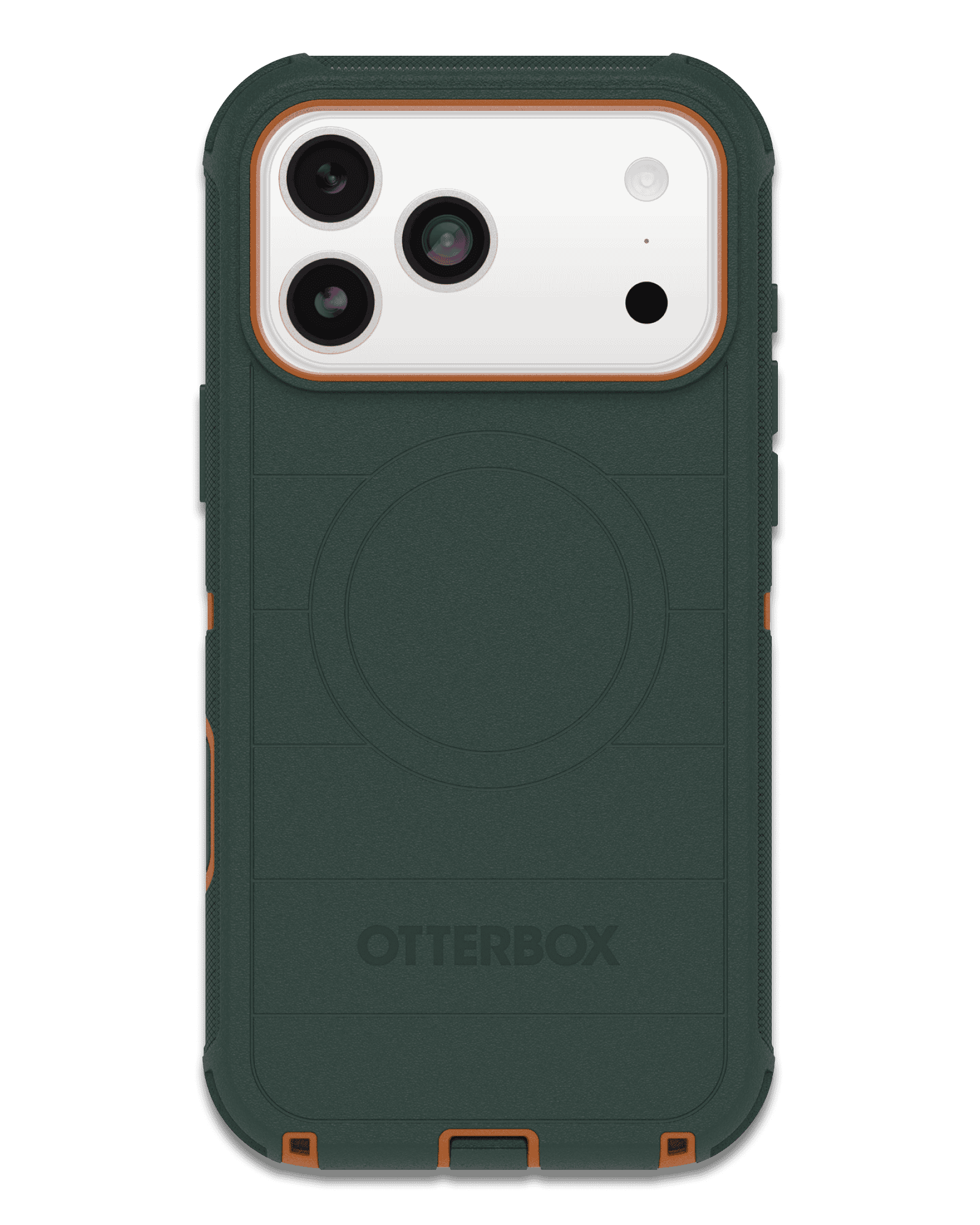 Green OtterBox phone case on a transparent background