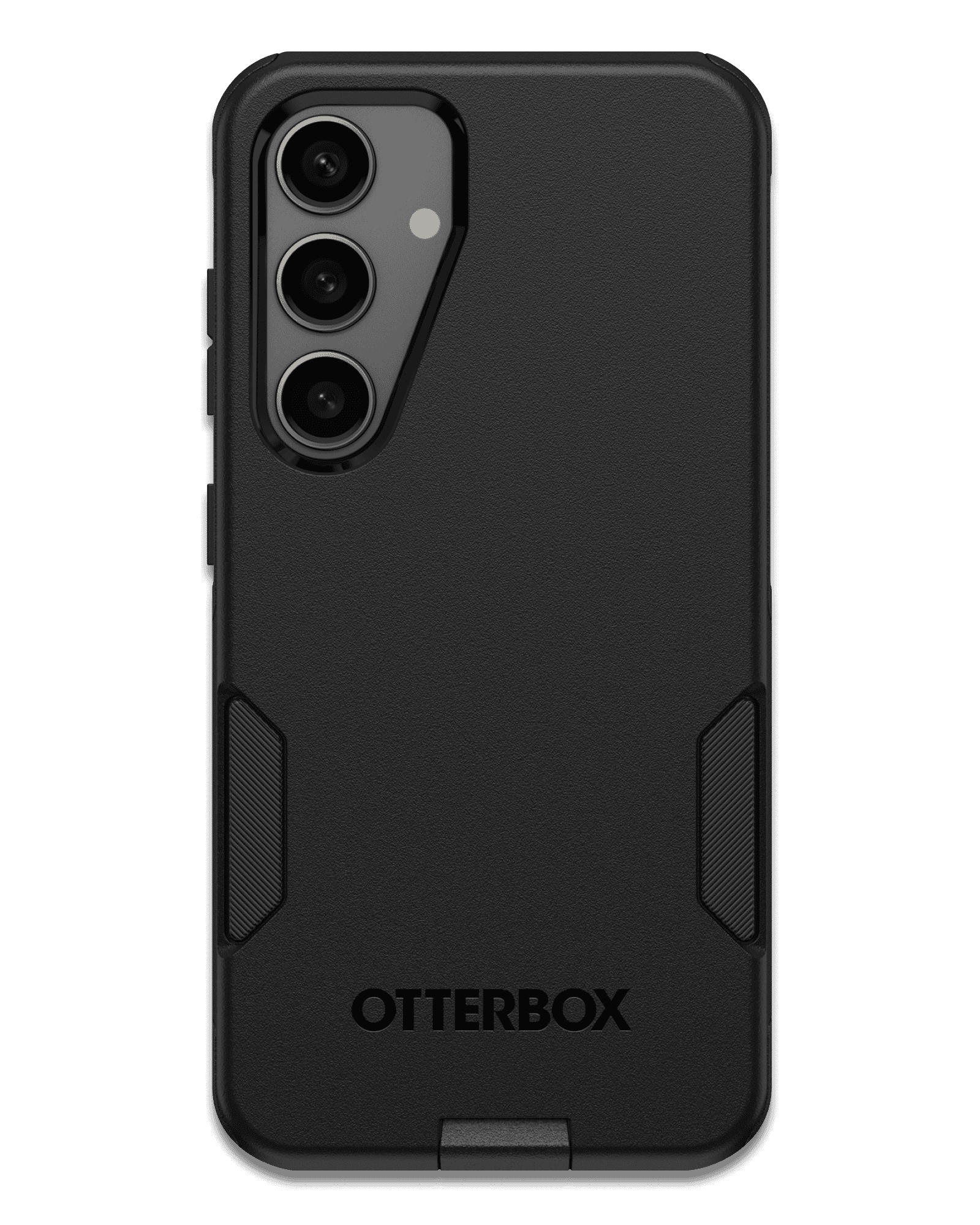 Black OtterBox phone case on a transparent background