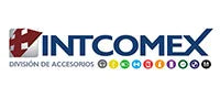 Intcomex logo with colorful accents on a blue background
