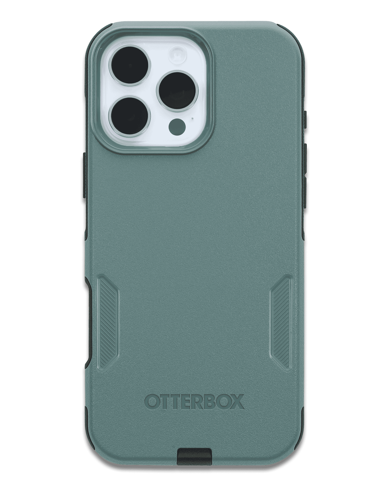 Green OtterBox phone case on a transparent background