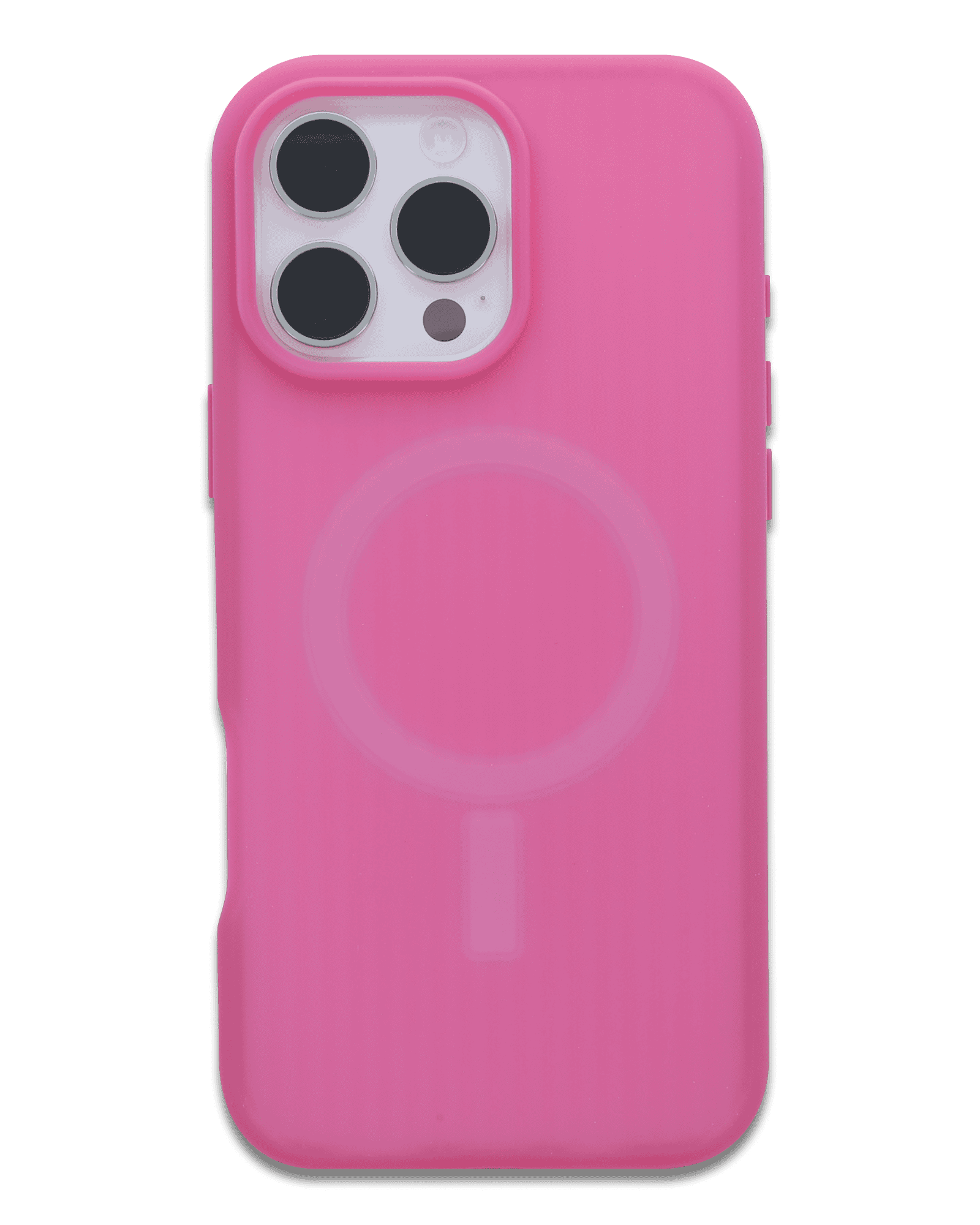 Pink phone case with a clear back on a green background