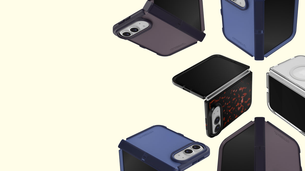 iPhone duo cases with a light yellow background 