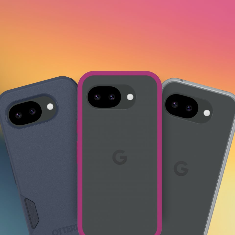 Three phone cases with a gradient background