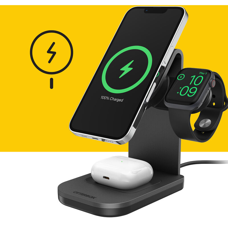Belkin MagSafe Chargeur sans fil 3 en 1, charge rapide pour iPhone 15 W,  Apple Watch, station de charge AirPods pour iPhone 13, 12, Pro, Pro Max,  Mini, Apple Watch et AirPods