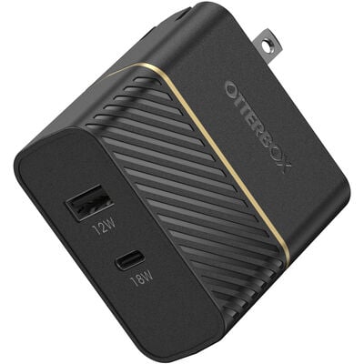 USB-C and USB-A Fast Charge Dual Port Wall Charger, 30W Combined