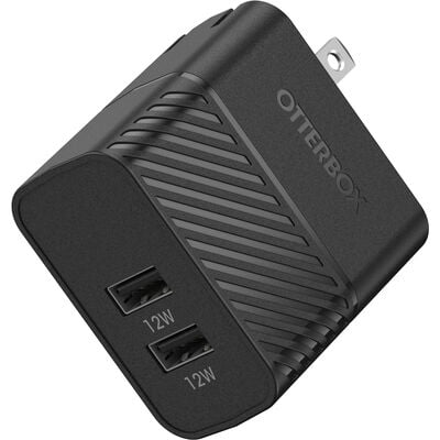 USB-A Dual Port Wall Charger, 24W Combined