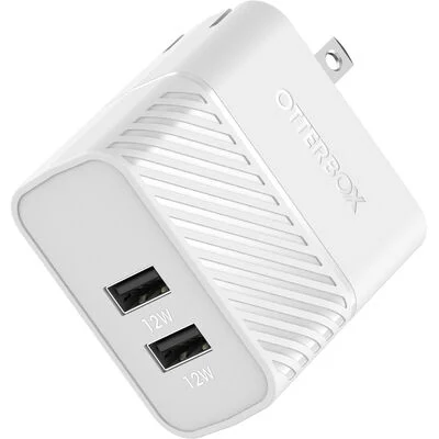 USB-A Dual Port Wall Charger, 24W Combined