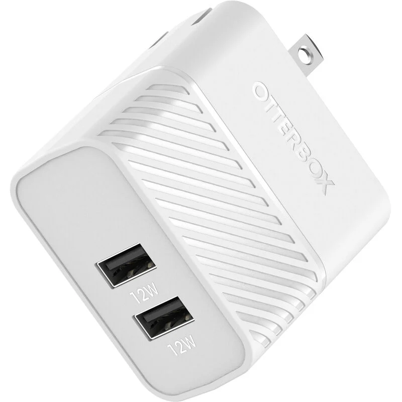 product image 1 - USB-A Dual Port Wall Charger, 24W Combined 