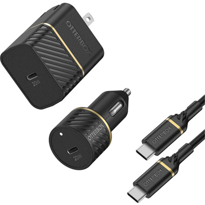 product image 1 - USB-C to USB-C Wall and Car Charging Kit, 20W Fast Charge