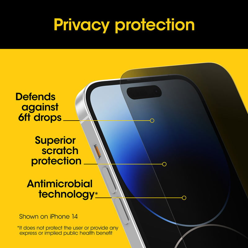 product image 4 - iPhone 15 Pro Screen Protector Premium Pro Glass Privacy Guard Antimicrobial