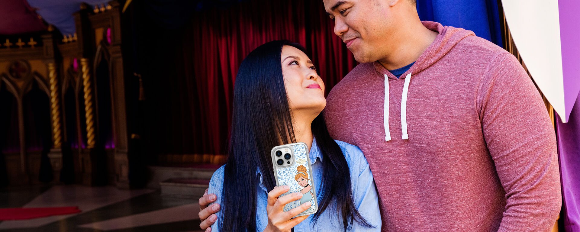 Couple at Disney with Disney Princess iPhone case