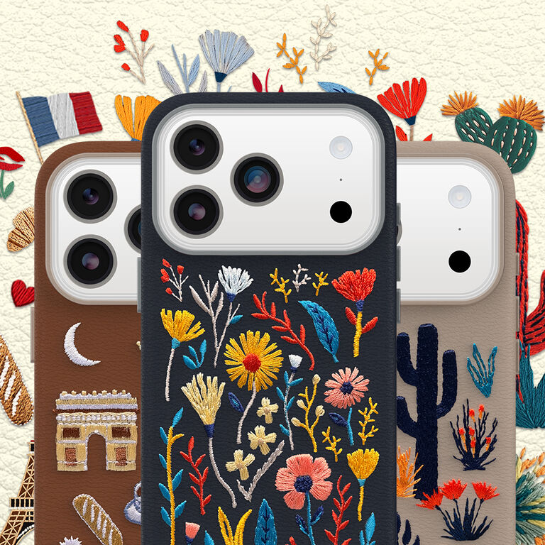 Symmetry series cactus leather embroidery floral, paris, and cactus cases