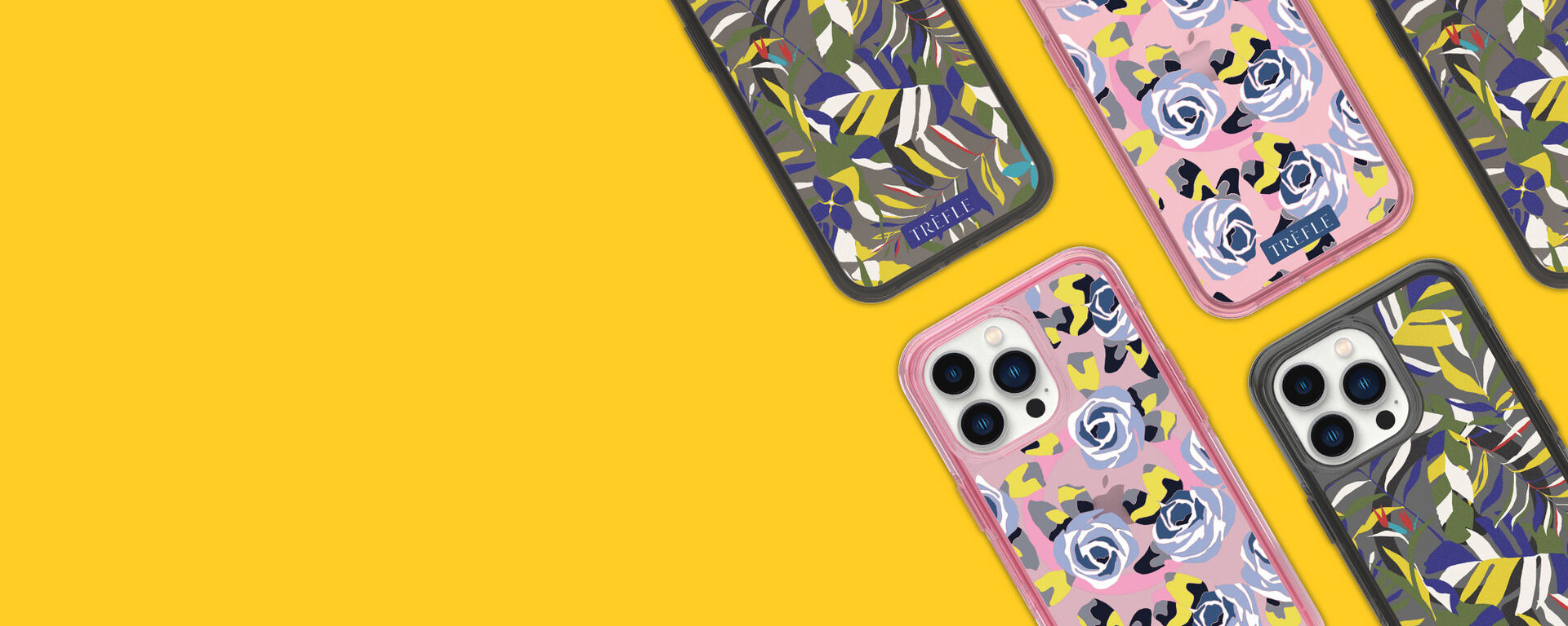 Rose graphic and leaf graphic iPhone cases