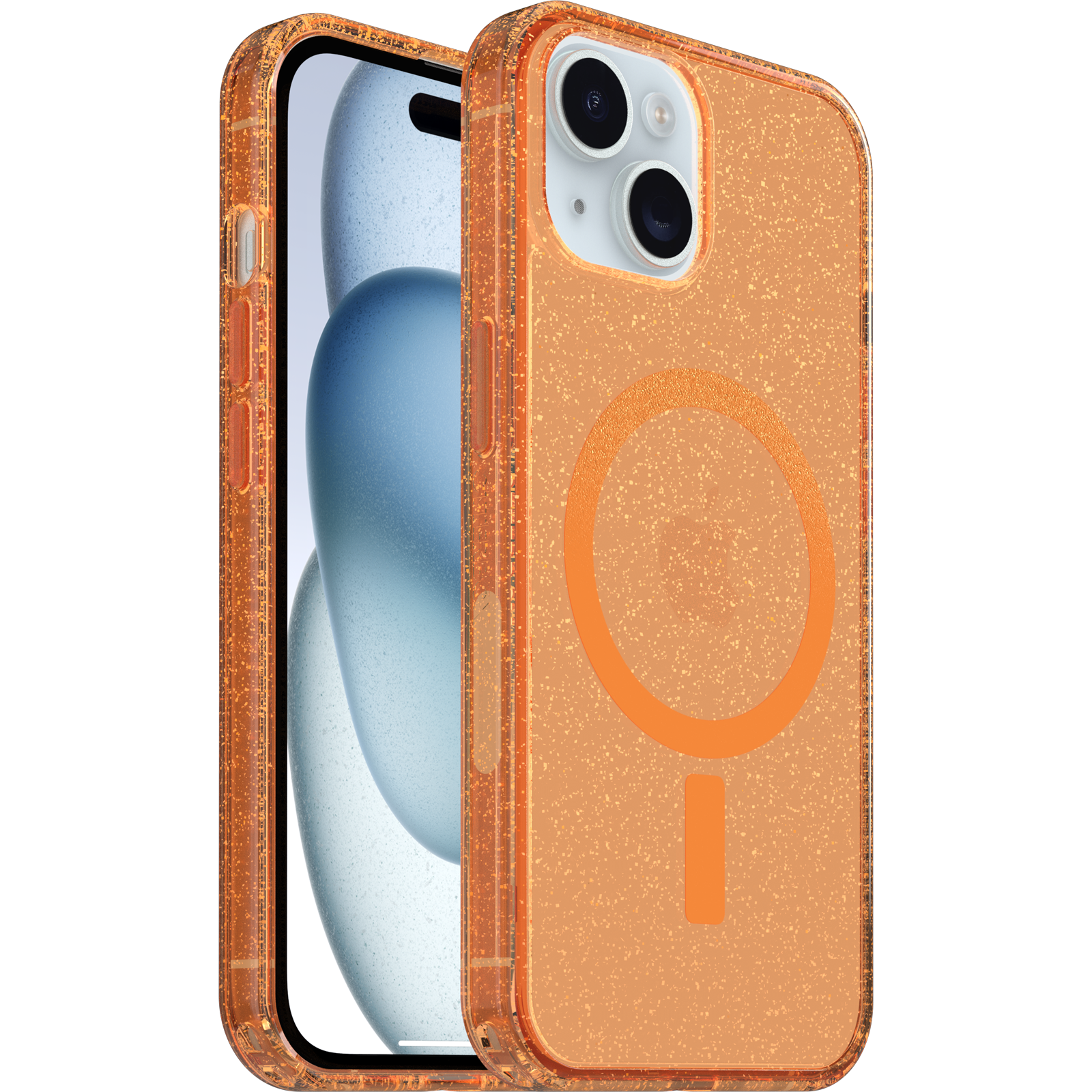 Orange Glitter iPhone 16e Case | OtterBox Symmetry Series Clear